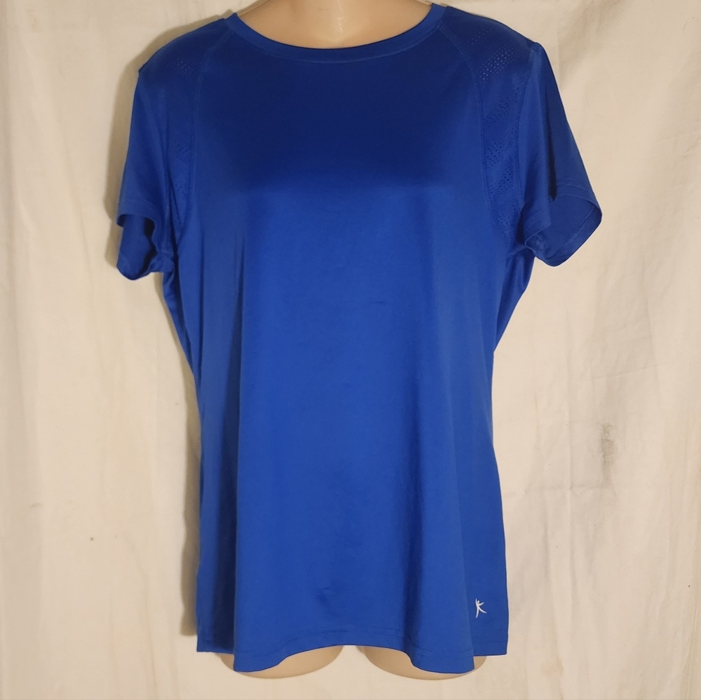 DANSKIN NIOW WOMENS  BLIE, LARGE, ACTIVEWEAR TOP.